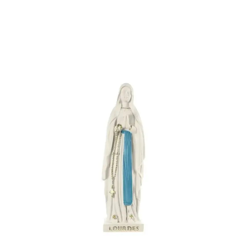 Statue de la Vierge de Lourdes Blanche et Bleu de 10 cm en résine