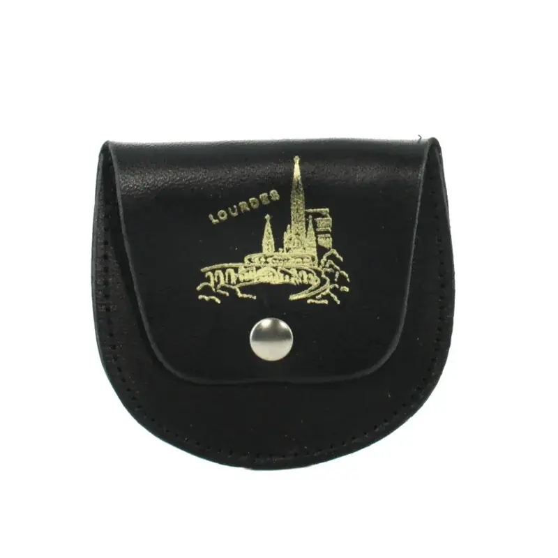 Etui pour Chapelet en Cuir Noir Sanctuaire de Lourdes