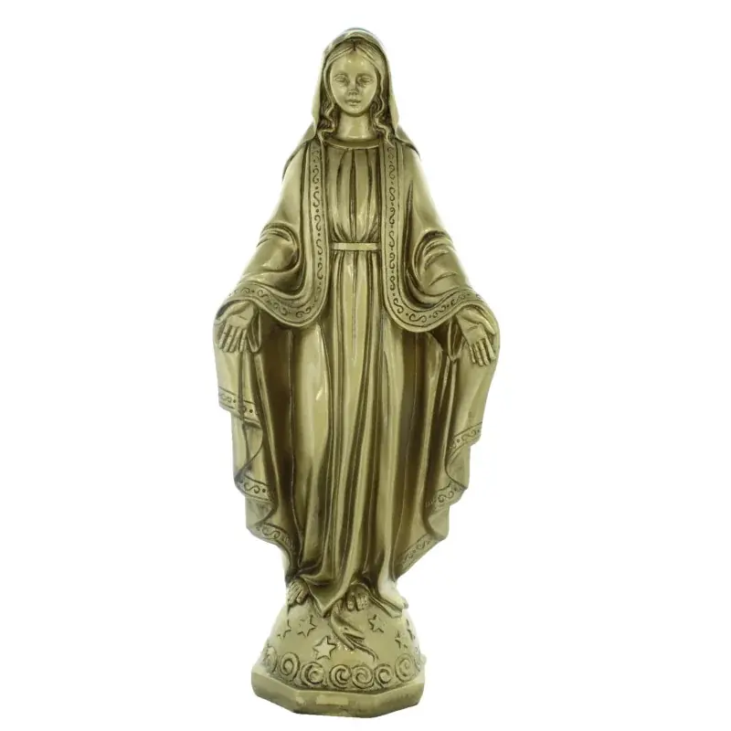 Statue de la Vierge Miraculeuse de 43cm en résine imitation Bronze