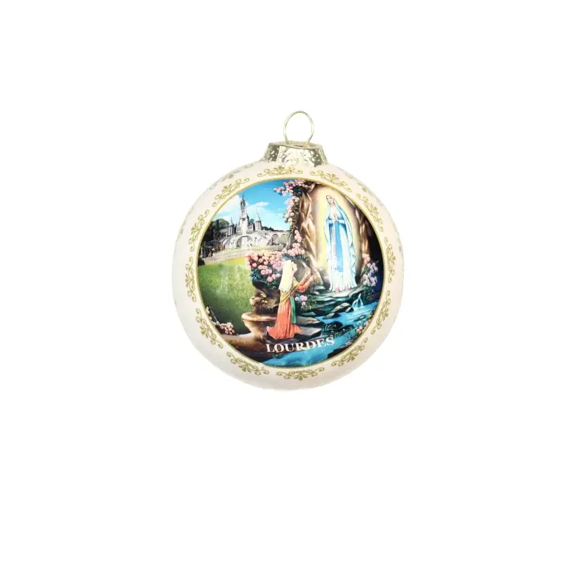 Boule de Noël de Lourdes et la Basilique en céramique