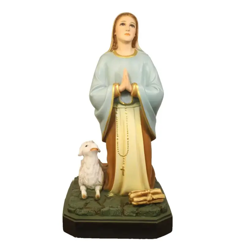 Statue de Bernadette à genoux 50cm avec un mouton