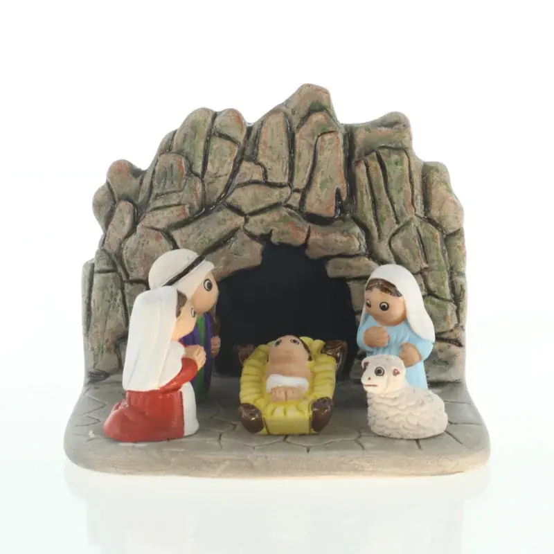 Crèche de Lourdes avec Saint Joseph en céramique 8x7cm