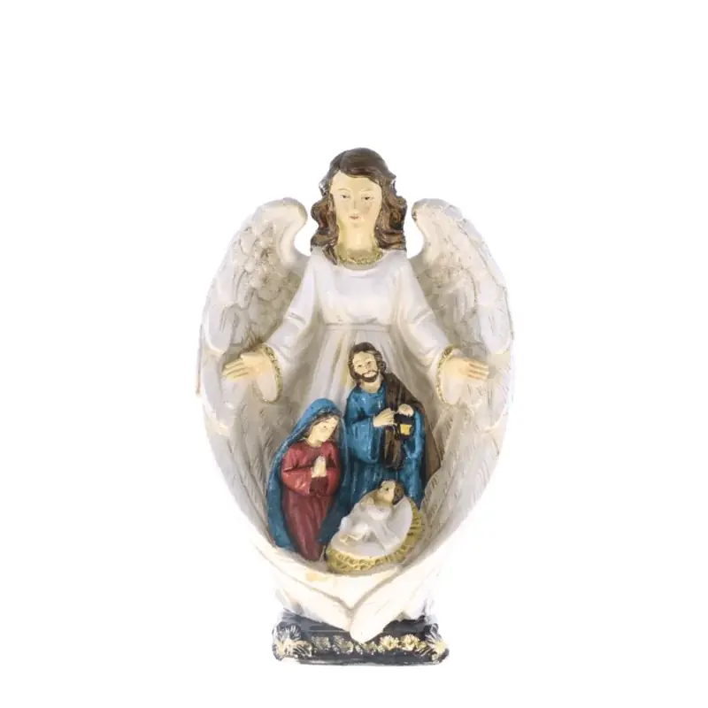 Statue de la Sainte Famille dans un Ange de 20cm en résine