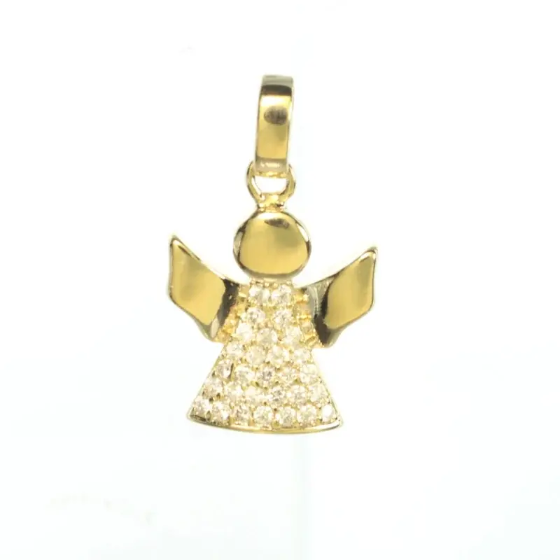 Pendentif en plaqué or d'un Ange avec strass