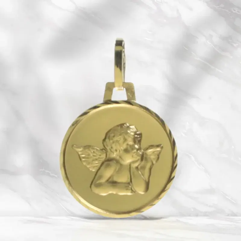 Médaille de l'Archange Raphaël en Or 18 carats de 14mm