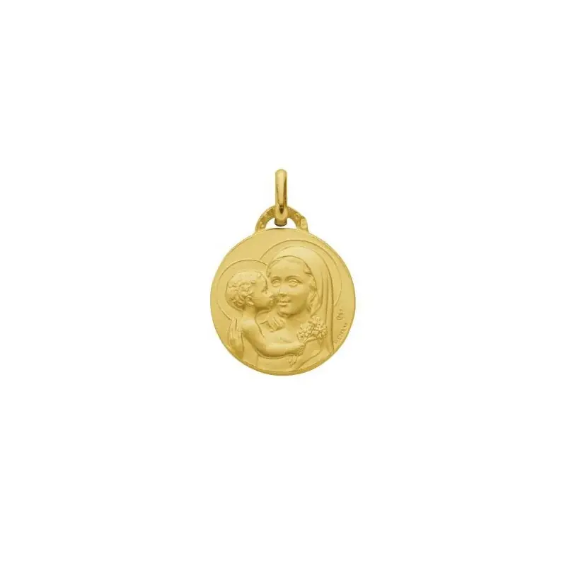 Médaille de la Vierge au Bouquet en Plaqué Or 18mm