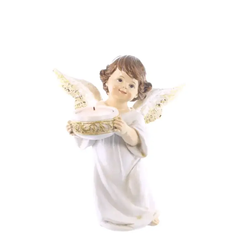 Statue d'un ange avec une bougie de 20cm en résine