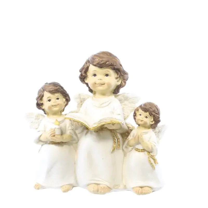 Statue de 3 anges décorés de 16cm en résine