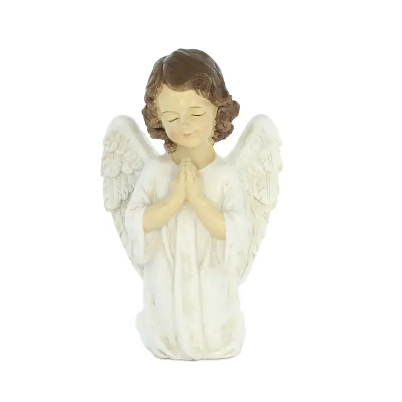 Statue d'un ange priant à genoux de 33cm en résine