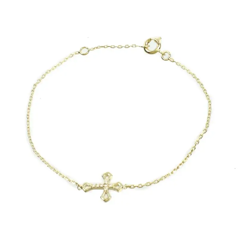 Bracelet en plaqué Or d'une croix avec strass