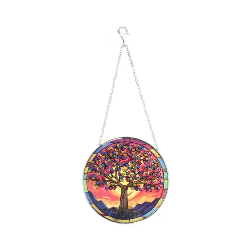 Pendentif Vitrail en verre Arbre de Vie à suspendre