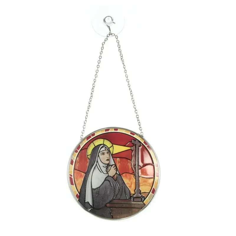 Pendentif Vitrail en verre Sainte Rita à suspendre