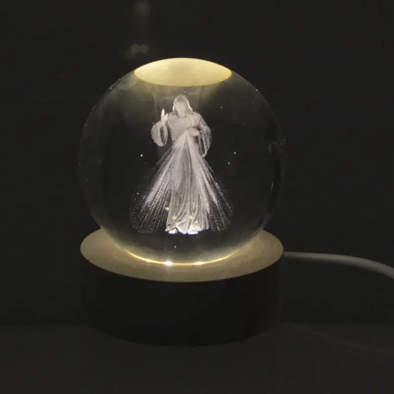 Veilleuse boule lumineuse à LED Jésus Miséricordieux