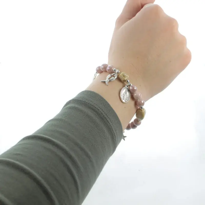 Bracelet en céramique avec médaille de la Vierge Miraculeuse