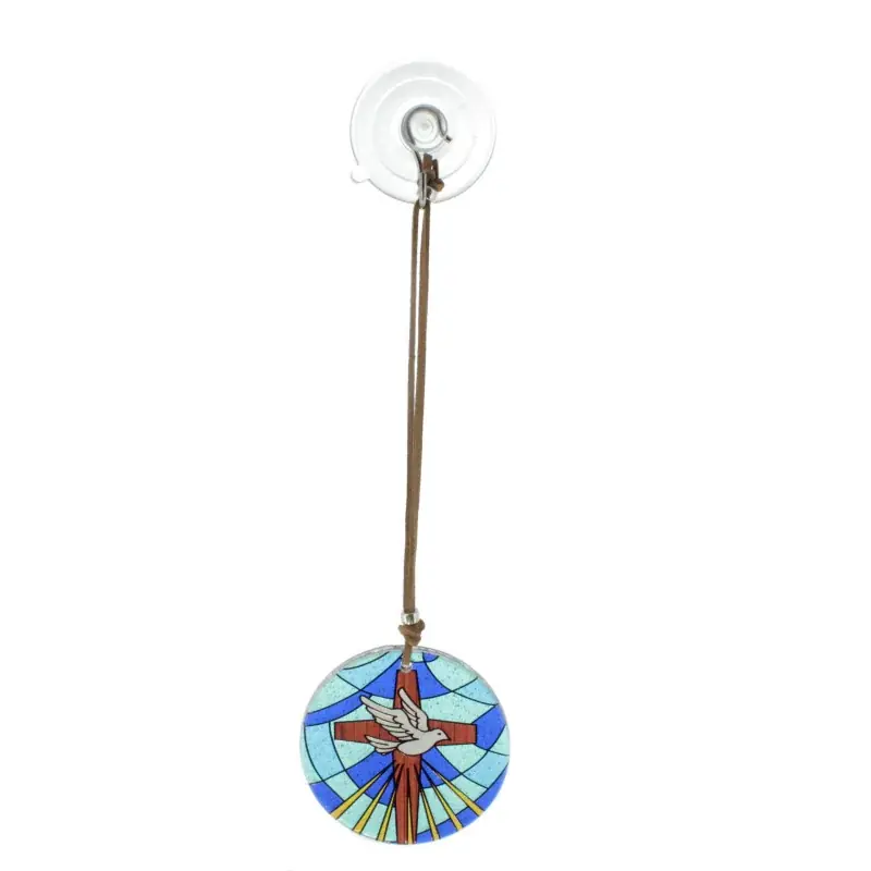 Pendentif Colombe de l'Esprit Saint en verre 7cm