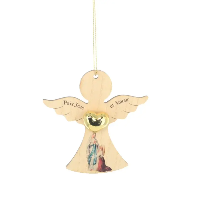 Pendentif Ange "Paix Joie et Amour" en Bois de 10cm