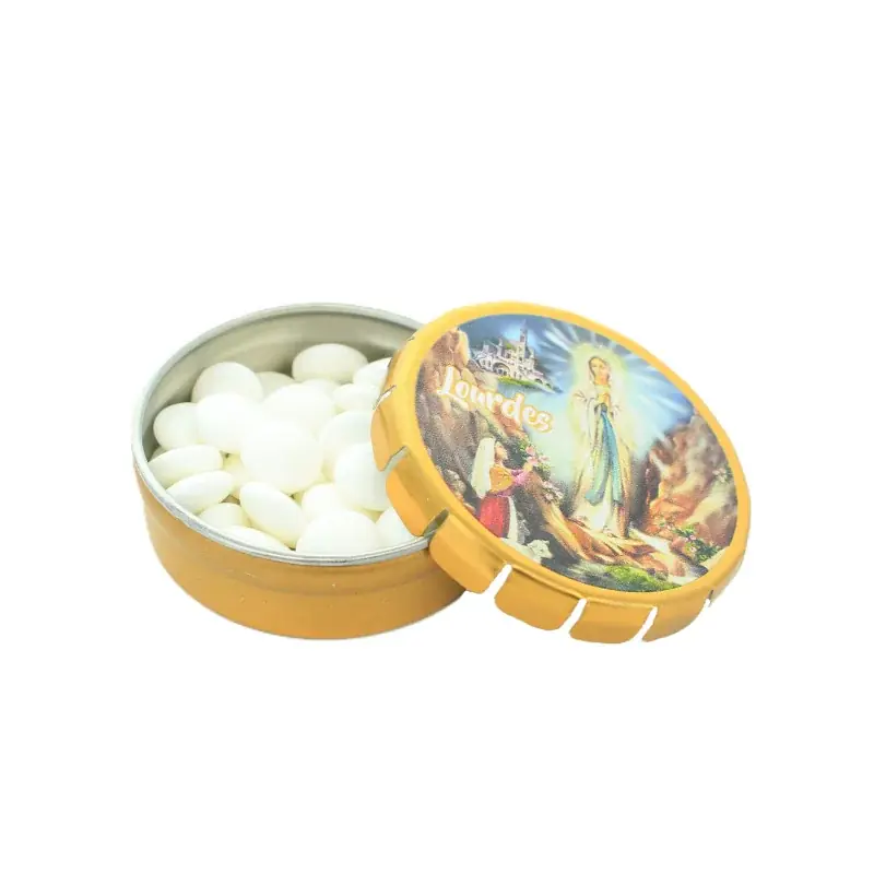 Pastilles à la Menthe dans une boite de l'Apparition de Lourdes 12g