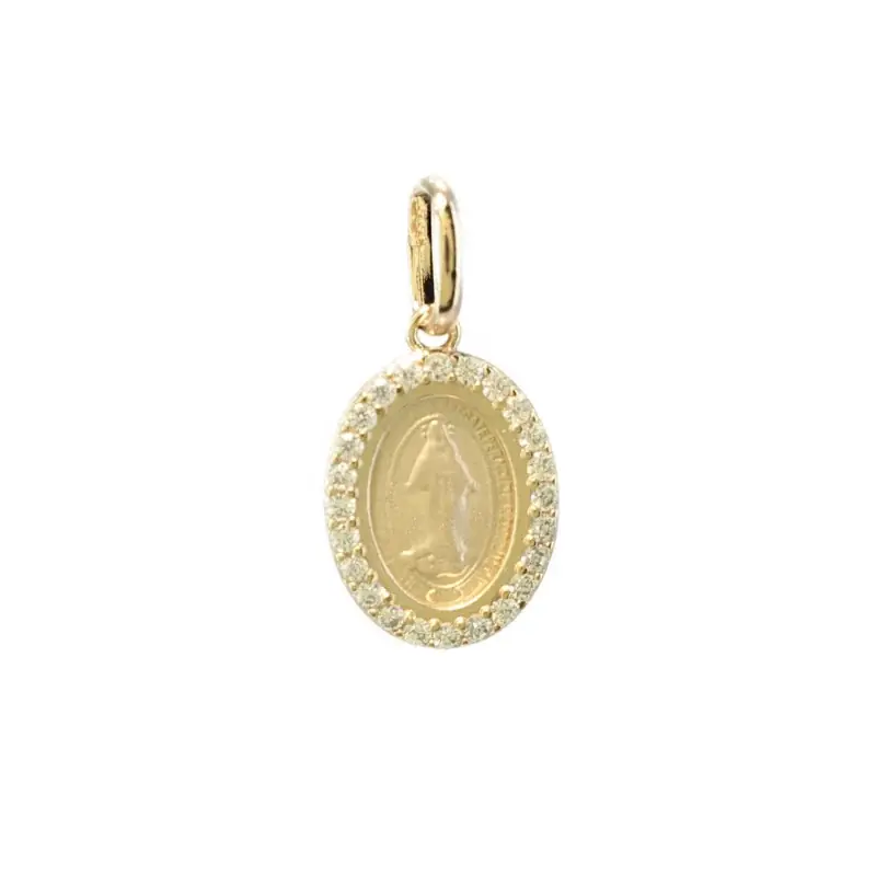 Médaille Miraculeuse ovale en plaqué or avec strass
