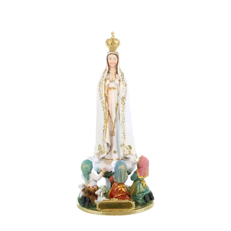 Statue de Notre Dame de Fatima de 22cm en résine dorée