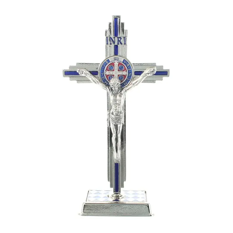 Crucifix de Saint Benoit avec socle émaillé