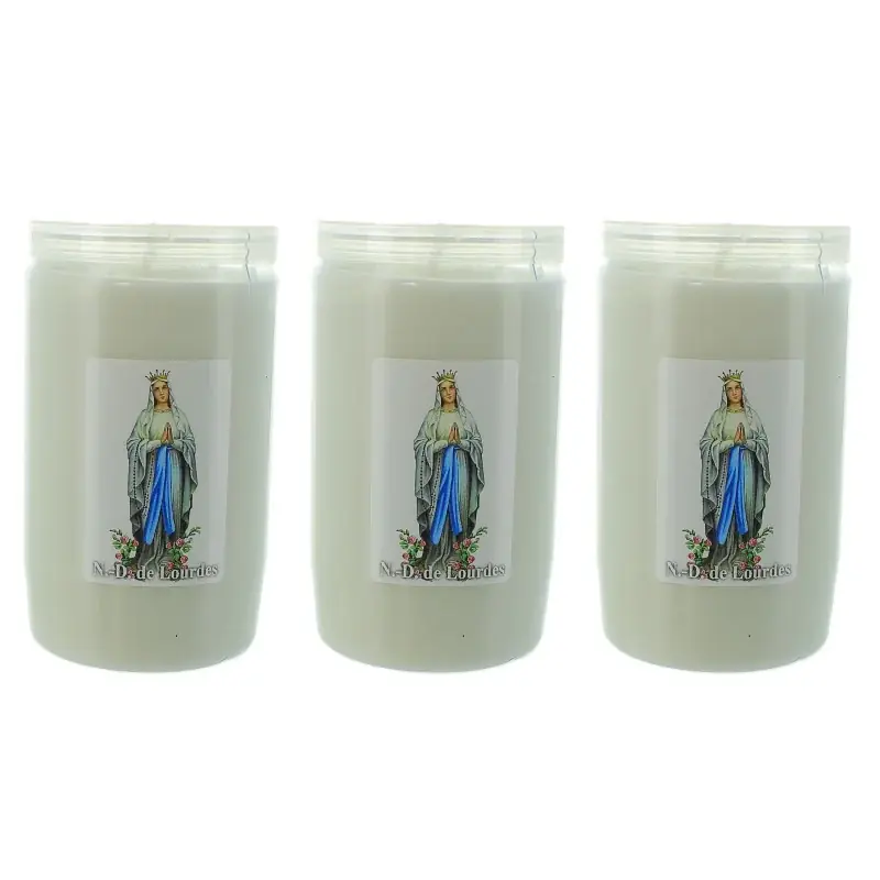 Lot de 3 Bougies de dévotion 3 jours Notre Dame de Lourdes