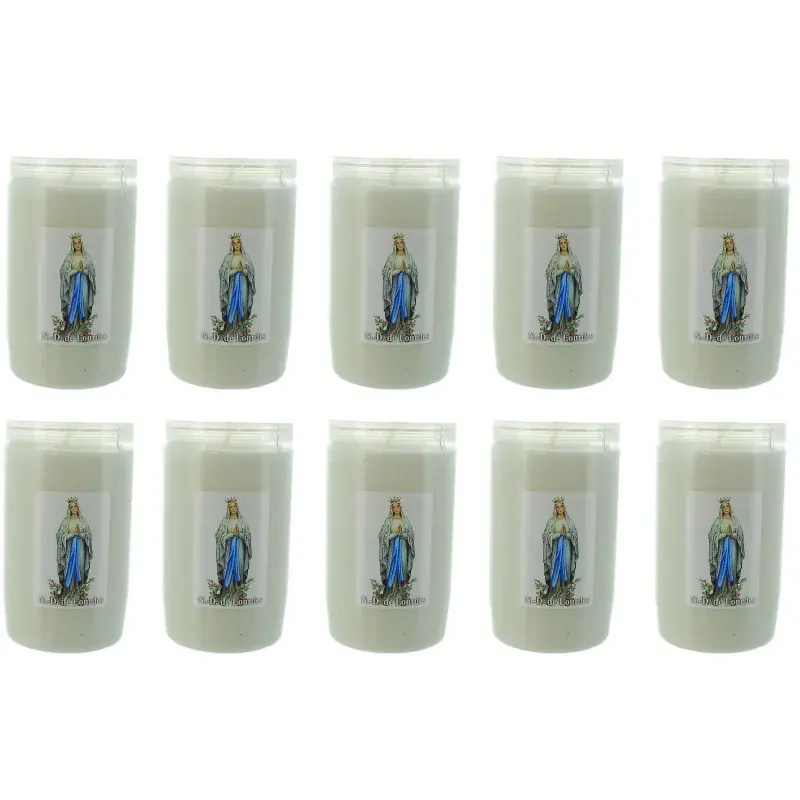 Lot de 10 Bougies de dévotion 3 jours Notre Dame de Lourdes