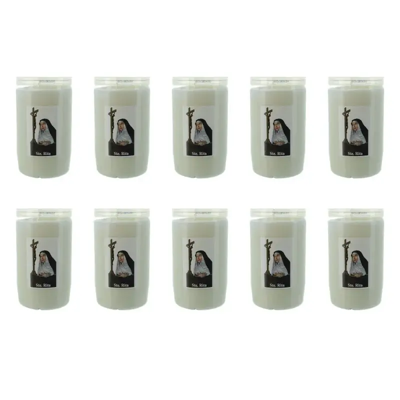 Lot de 10 Bougies de dévotion 3 jours Sainte Rita