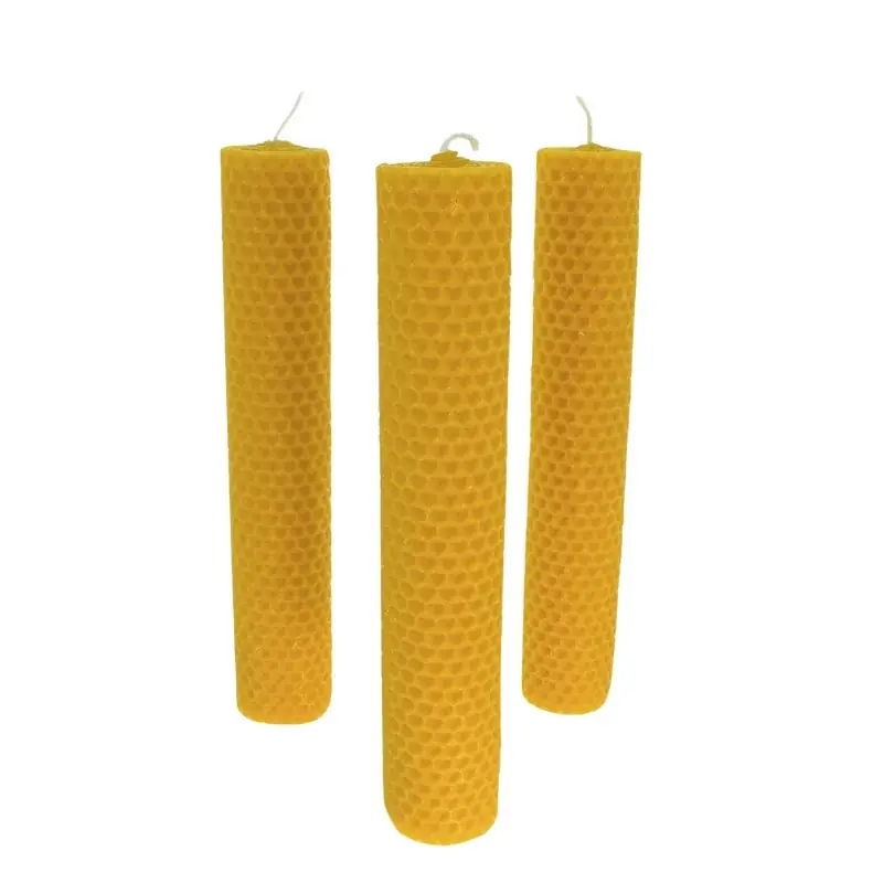Lot de 3 bougies en cire d'abeille 20x3cm