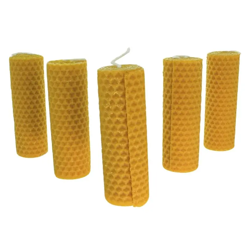 Lot de 5 bougies en cire d'abeille 10x3 cm