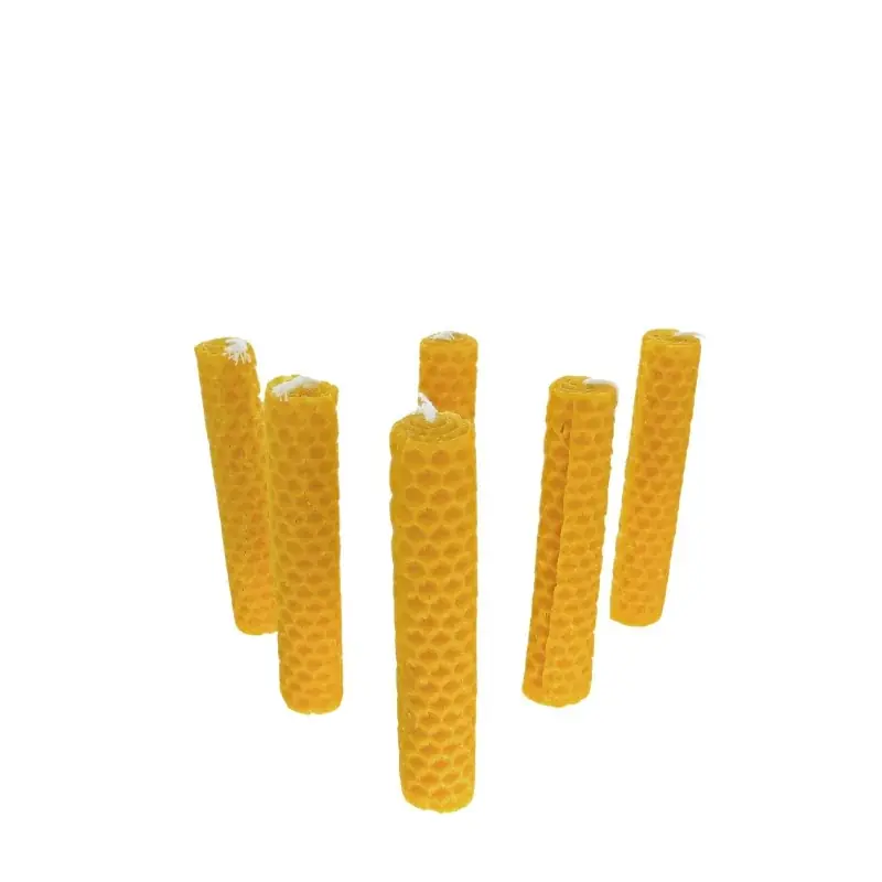 Lot de 6 bougies en cire d'abeille 10x 2 cm