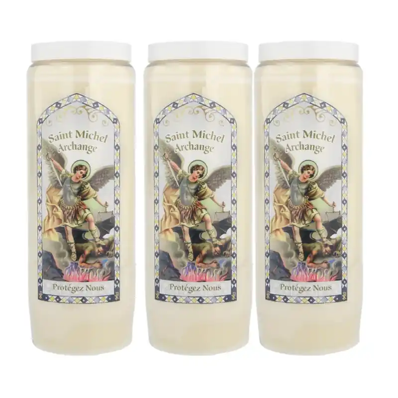 Lot de 3 Bougies de Neuvaine Saint Michel 17,5 cm