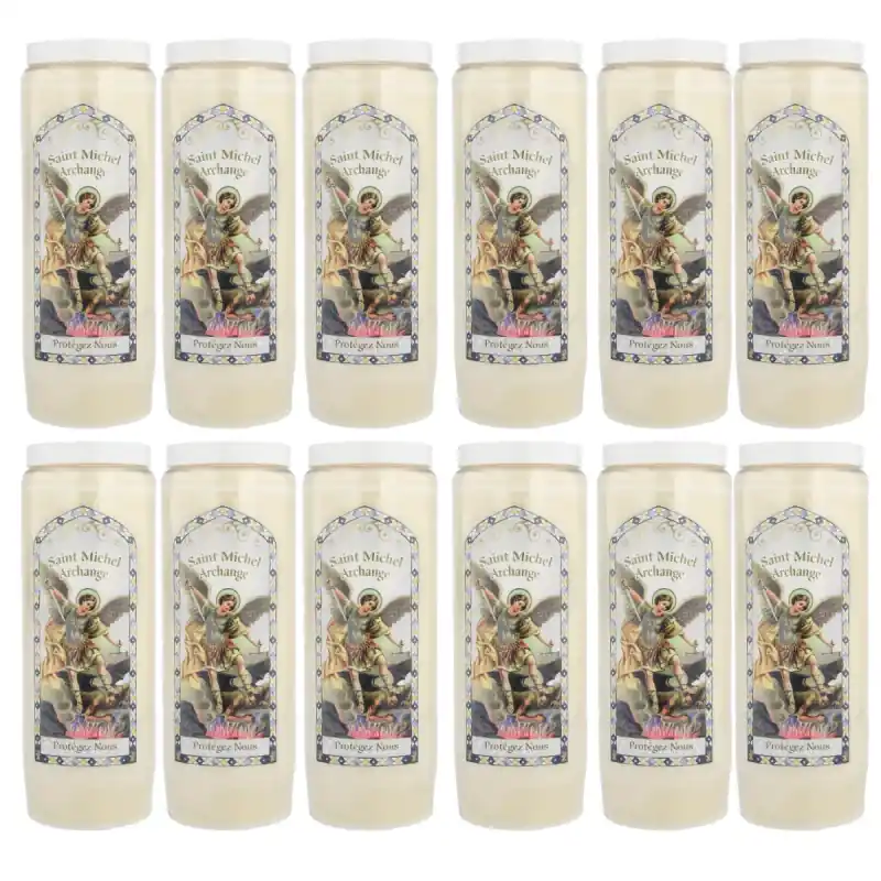 Lot de 12 Bougies Neuvaine Saint Michel 17,5 cm