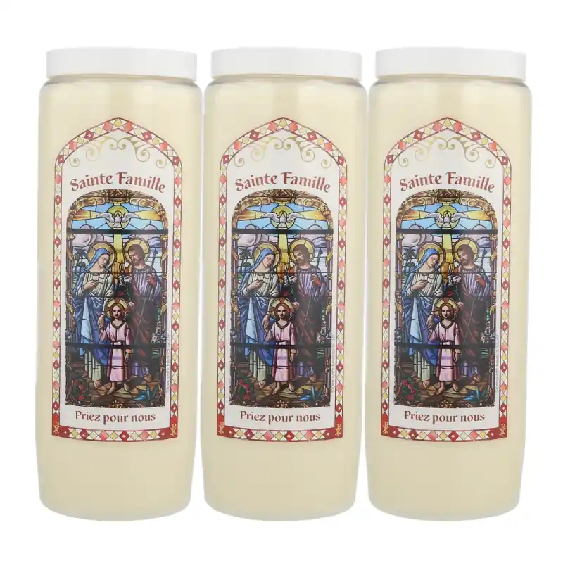 Lot de 3 Bougies de neuvaine Sainte Famille