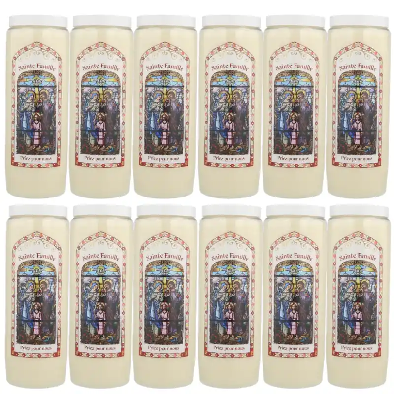 Lot de 12 Bougies de neuvaine Sainte Famille