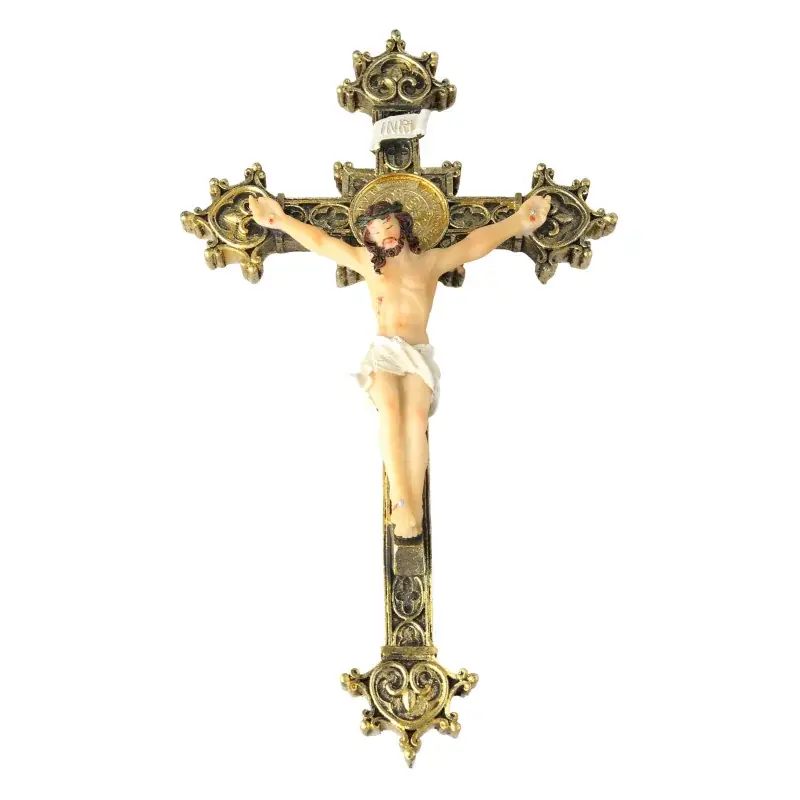 Crucifix de Saint Benoît de 24cm en résine