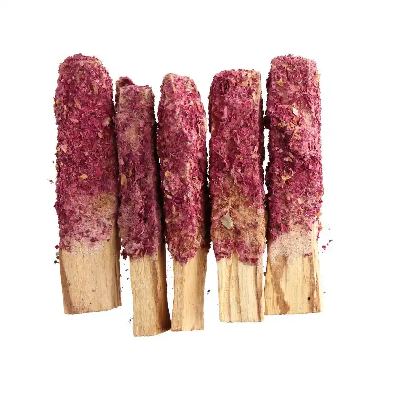 Lot de 5 bâtonnets Palo Santo et rose séchée