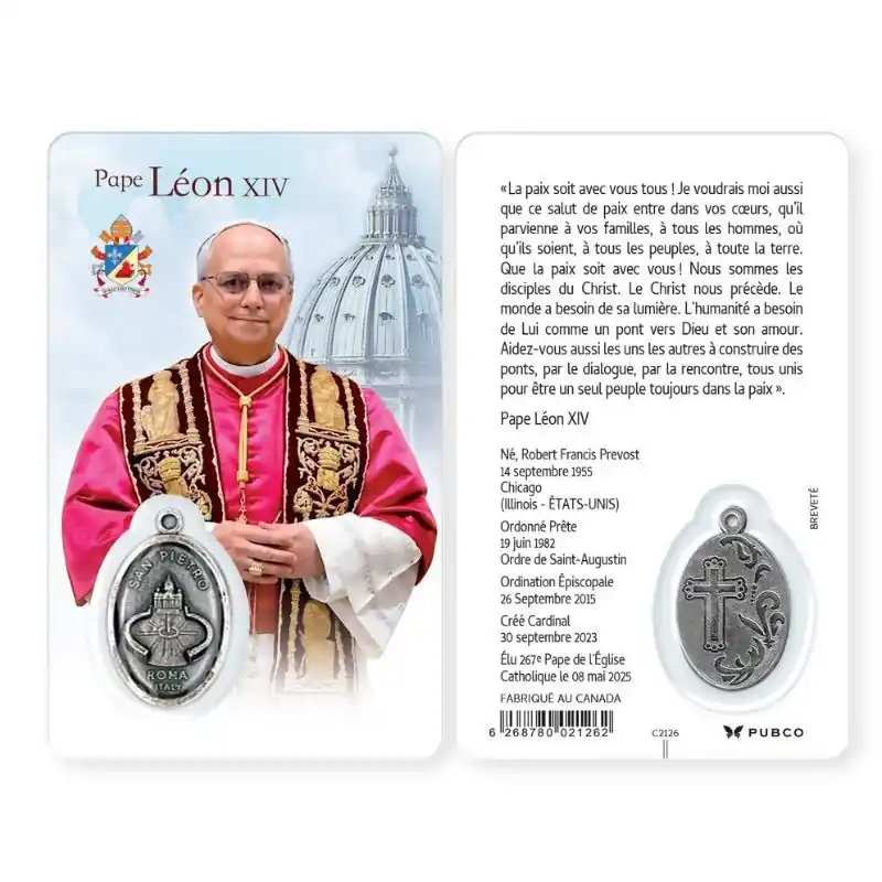 Carte de prière du Pape Léon XIV en français