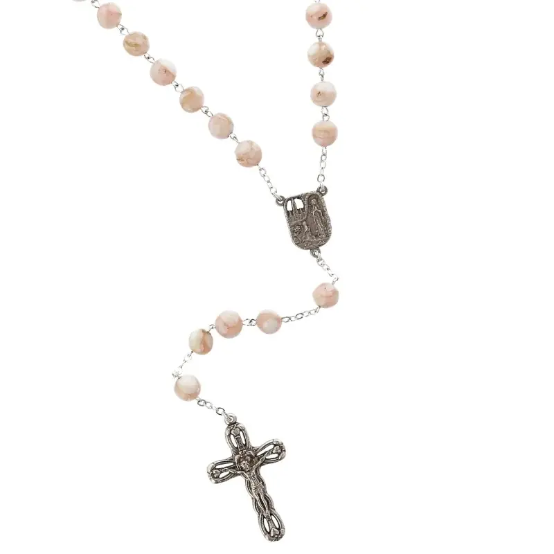 Chapelet en pierre perles coquillages de l'Apparition de Lourdes