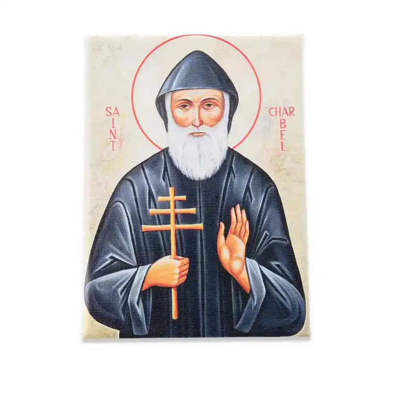 Cadre de Saint Charbel sur toile imprimée 13x18cm