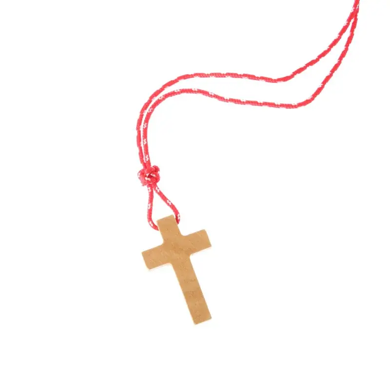 Collier Croix en bois d'olivier sur paracord de couleur