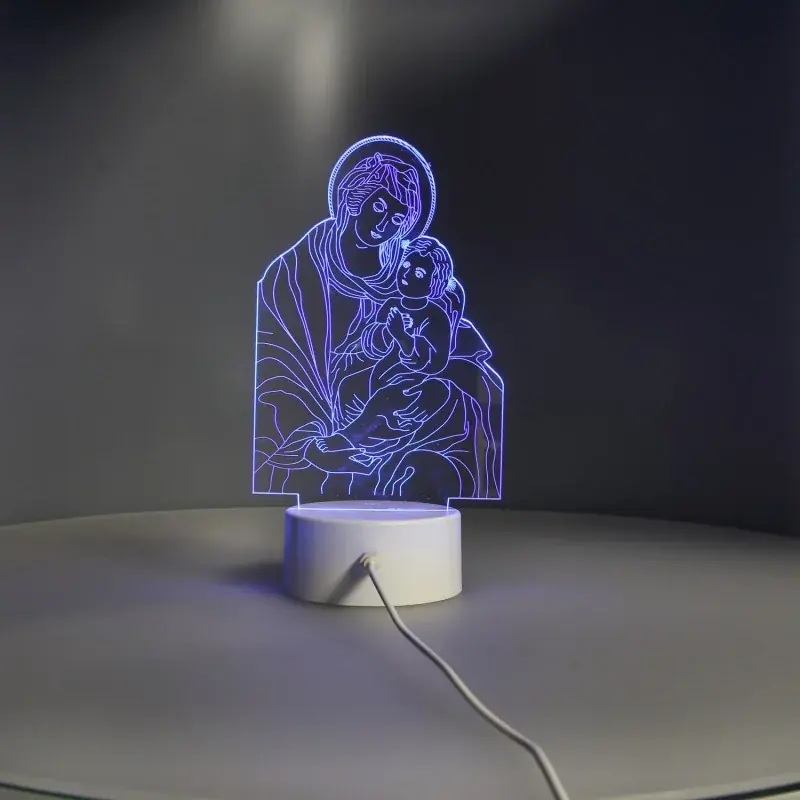 Lampe à LED de la Vierge à l'Enfant couleur changeante