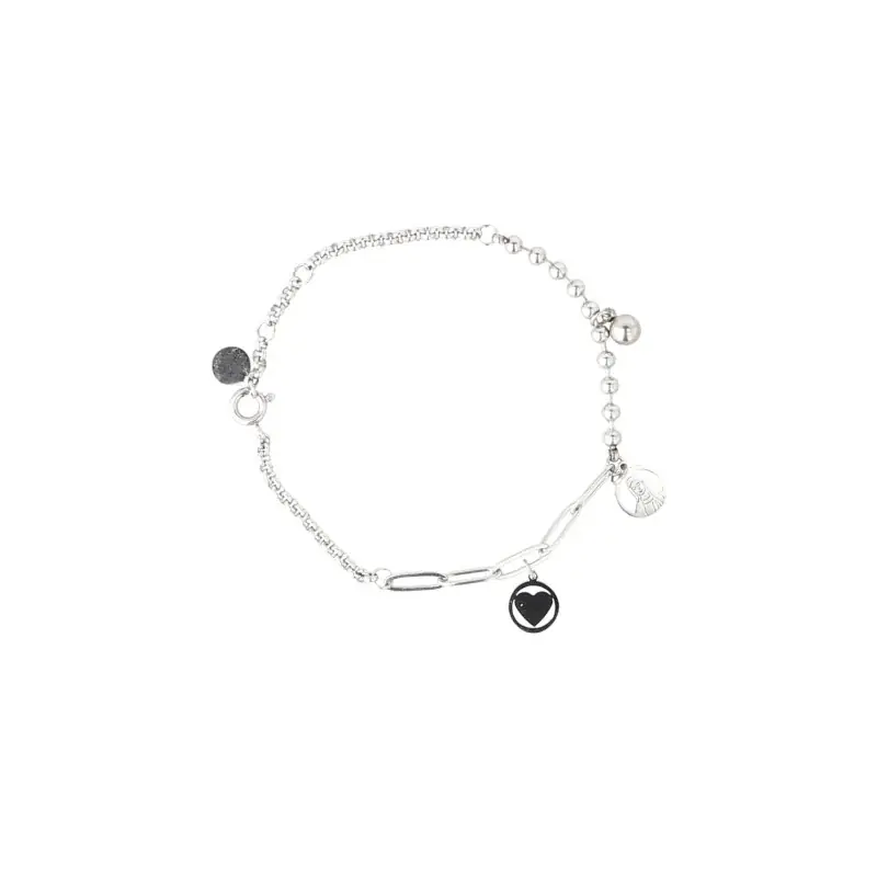 Bracelet chaîne avec pendentifs Vierge Marie et Coeur
