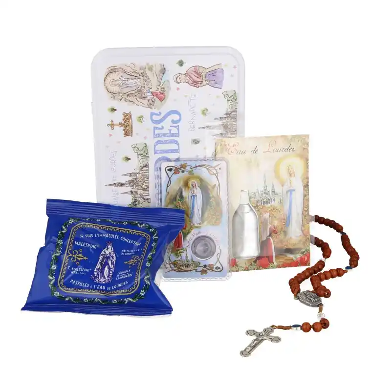 Coffret souvenir religieux : Eau de Lourdes