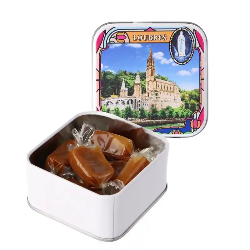 Coffret gourmand Basilique de Lourdes contenant 45g de caramels