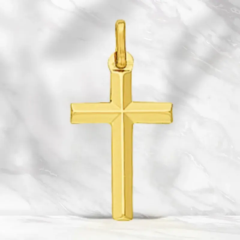 Croix biseautée en Or 18 carats