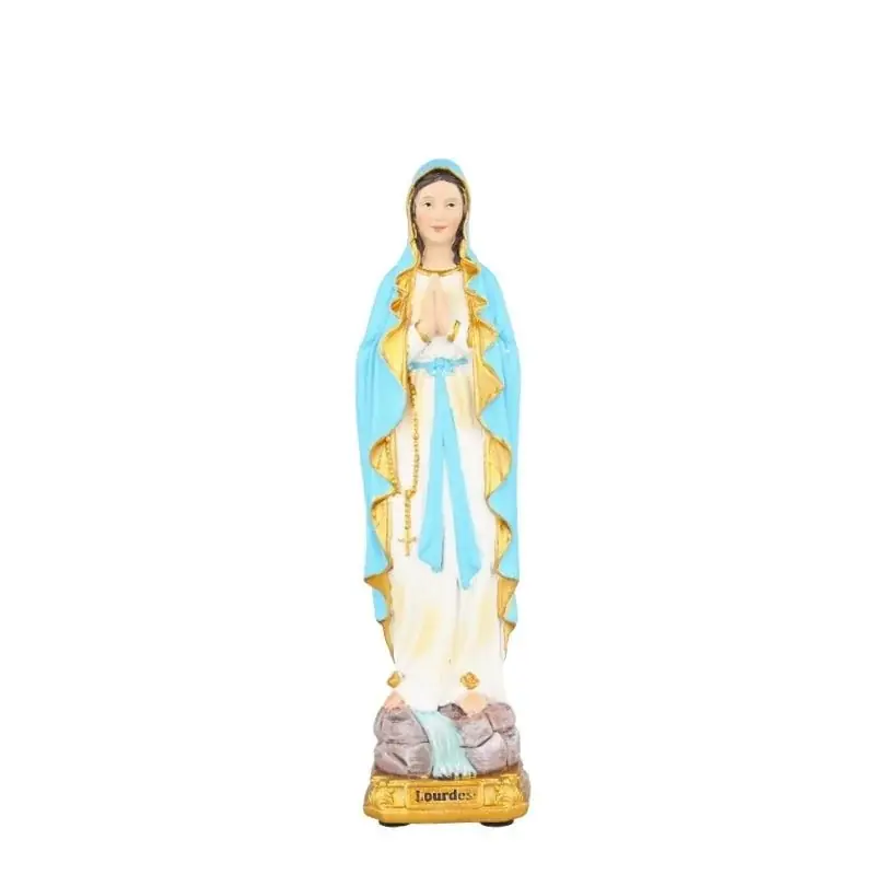 Statue Notre Dame de Lourdes au manteau Bleu de 20 cm