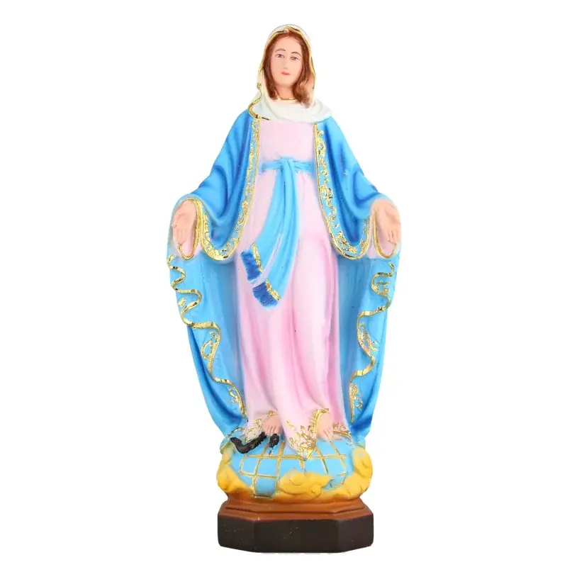 Statue de la Vierge Miraculeuse Robe Rose en résine 40cm