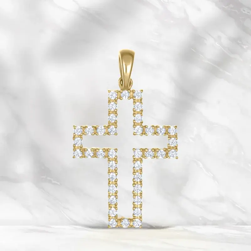 Croix sertie de strass en Or 18 carats