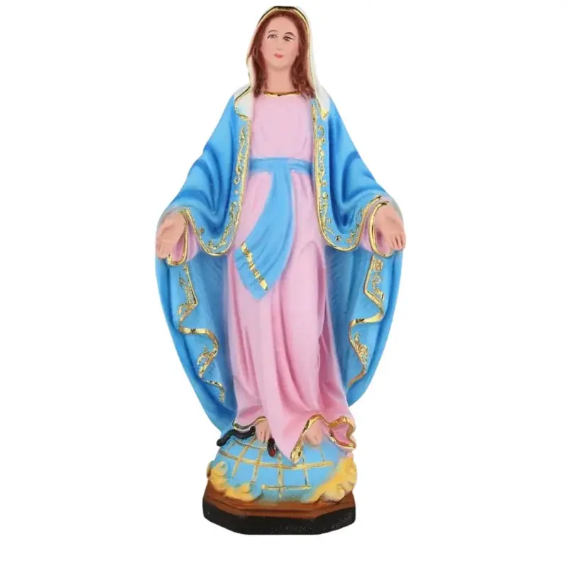 Statue de la Vierge Miraculeuse rose 34cm en résine
