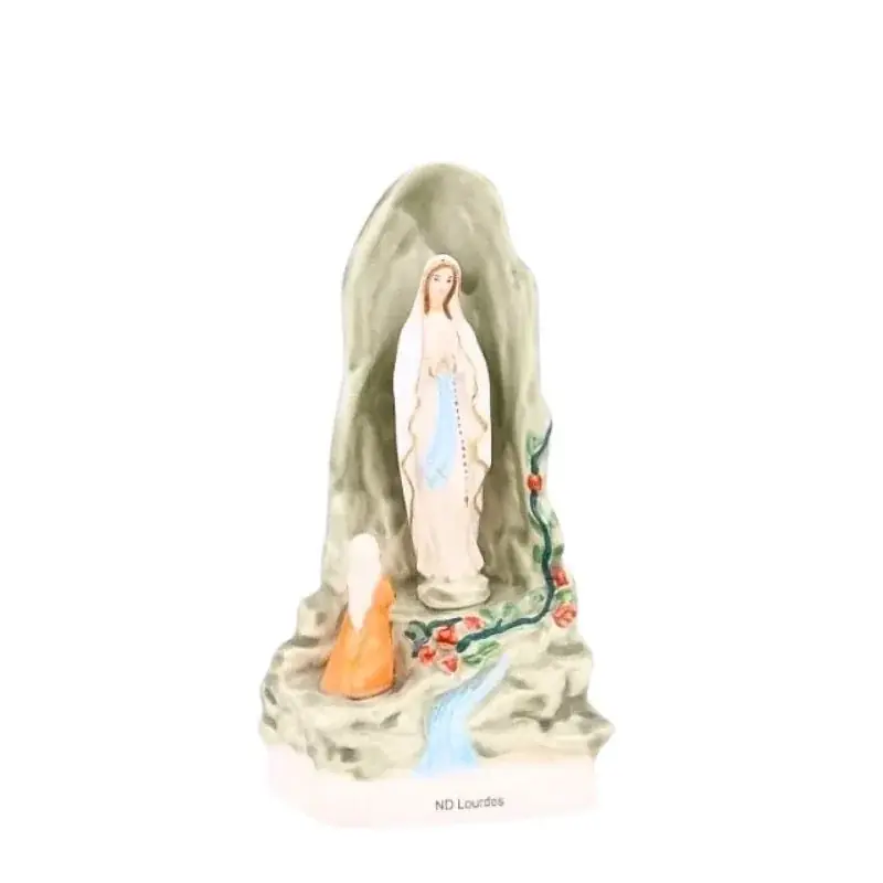 Statue de l'Apparition de Lourdes dans la grotte en porcelaine 13cm